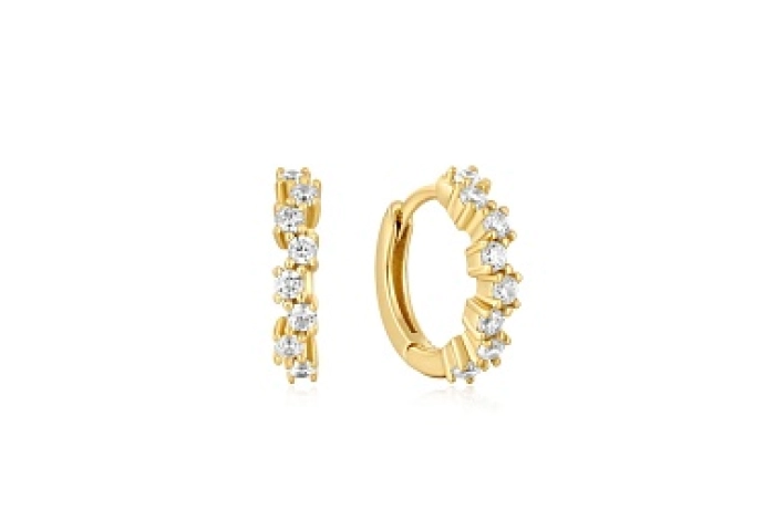 Gold Sparkle Cluster Huggie Hoop Earrings