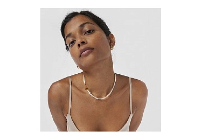 SILVER GOLD PLATED CHOKER CUL PEARL 42CM