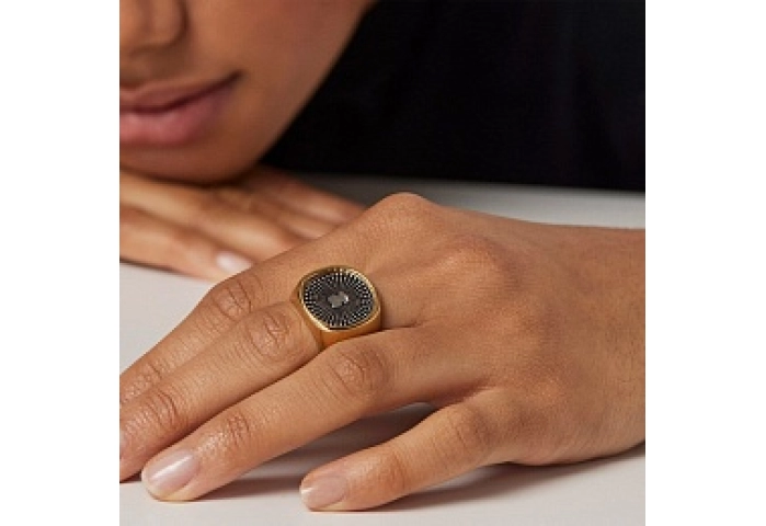SILVER GOLD PLATED RING ENAMELED 19MM N12