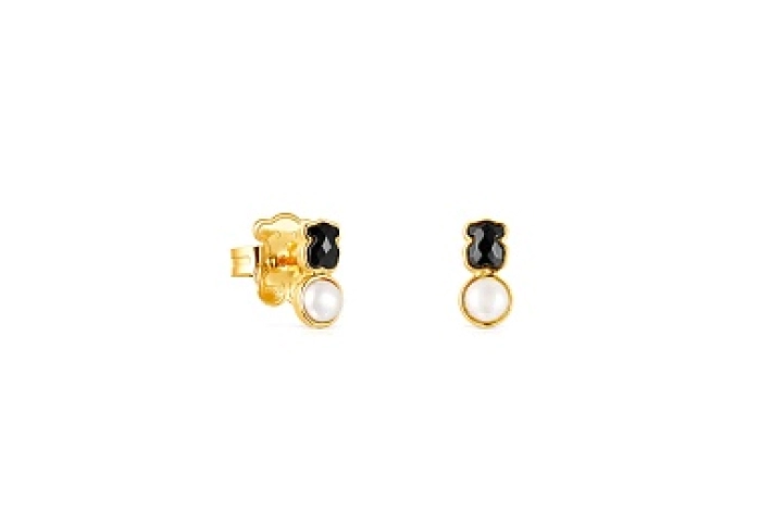 SILVER G PLATED EARRINGS CULT PEARL ONYX