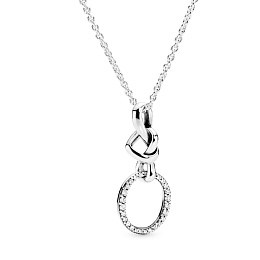 Knotted hearts silver pendant with clearcubic zirc