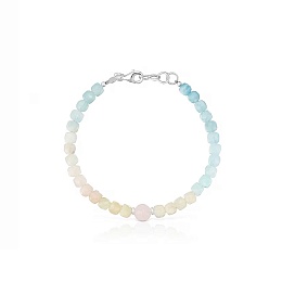 SILVER/STEEL BRACELET MULTI GEMS 18CM