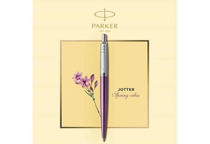 Ручка шариковая Parker &quot;Jotter Victoria Violet Chrome CT&quot; синяя, 1,0мм, кнопочный механизм, блистер