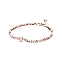 Heart 14k rose gold-plated tennis bracelet with or