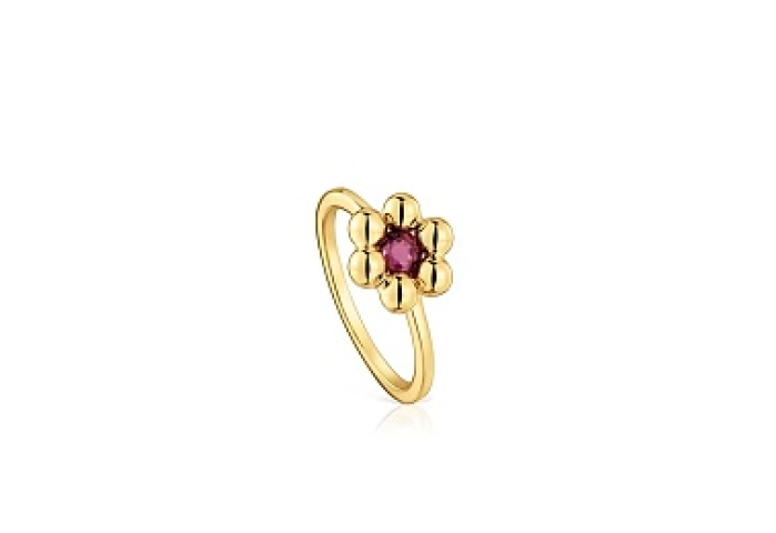 SILVER GOLD PLATED RING RHODOLITE N12