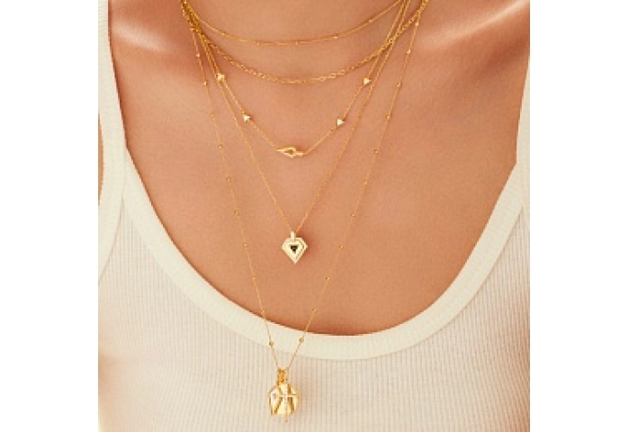 Gold Bobble Long Chain Necklace