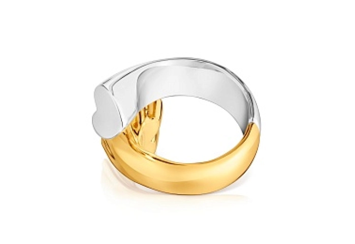 SILVER GOLD PLATED BEAR HEART TWO TONE