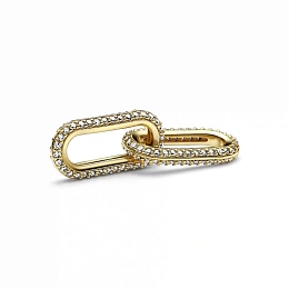 14k Gold-plated double link with clear cubic zirco