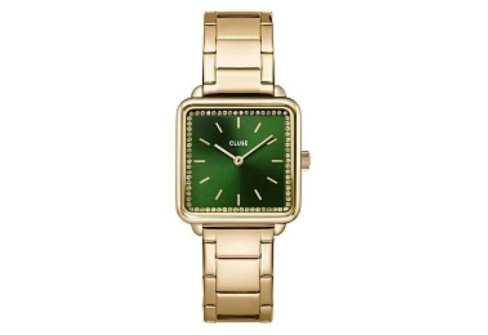 La Tétragone Watch Steel Stones Green, Gold Colour