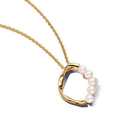 14k Gold-plated pendant necklace with white treate