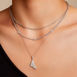 Silver Cross Station Necklace