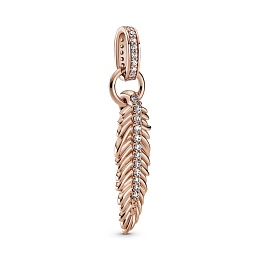 Feather Pandora Rose dangle with clear cubiczirconia /789550C01