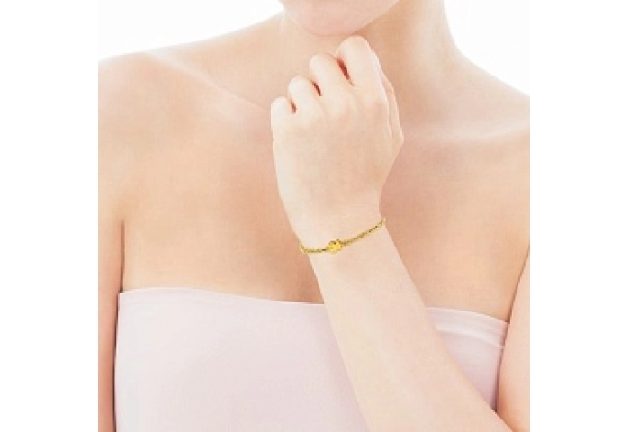 18KT GOLD BRACELET BEAR CHAIN 17CM