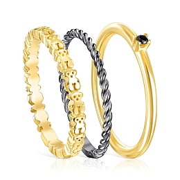 SILVER GOLD PLATED 3 RINGS SPINEL N12