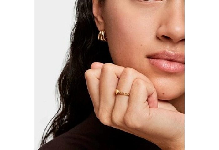 SILVER GOLD PLATED RING HEART CHAIN N12