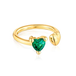 SILVER GOLD PLATED RING LGG EMERALD 6MM
