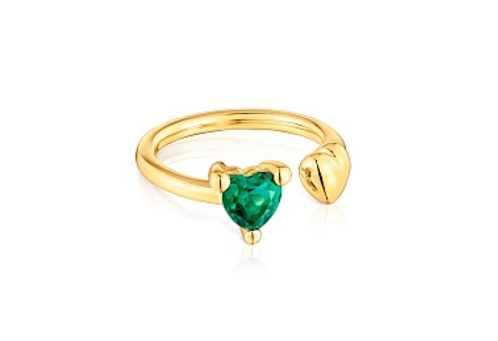 SILVER GOLD PLATED RING LGG EMERALD 6MM