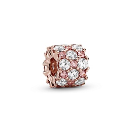Pandora Rose charm with clear and fancy fairy tale pink cubic zirconia/Шарм Pandora Rose с чистым и 