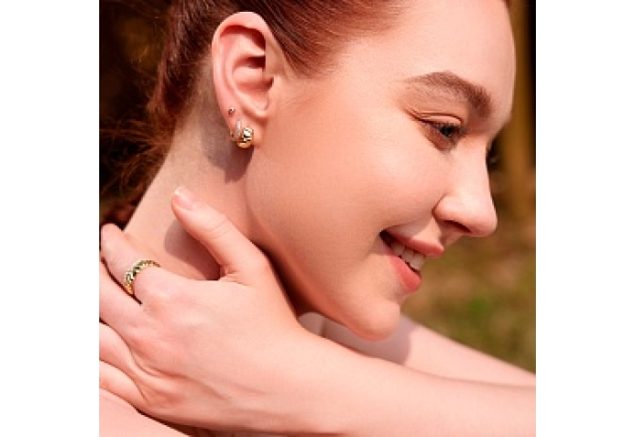 Gold Pavé Huggies