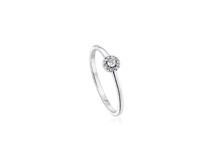 18KT GOLD SOLITAIRE RING 0,09CT H/SI DM