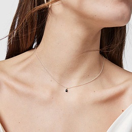 SILVER CHOKER ONYX CHAIN 45CM