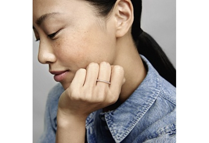 14k Rose gold-plated ring with clear cubic zirconi