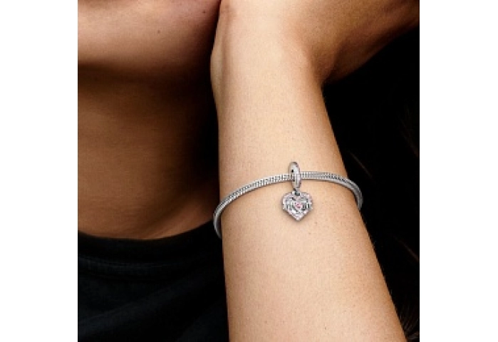 Mum heart sterling silver dangle with fancy fairy 