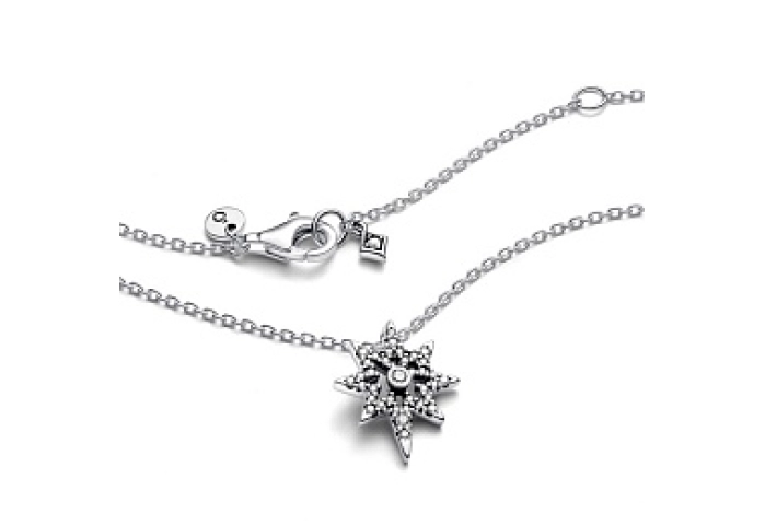 North star sterling silver pendant necklace with c