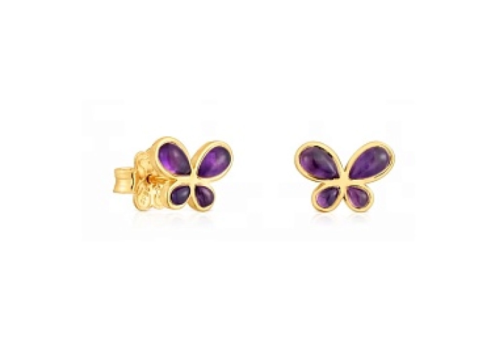 SILVER GOLD PLATED EARRINGS GEM 12MM