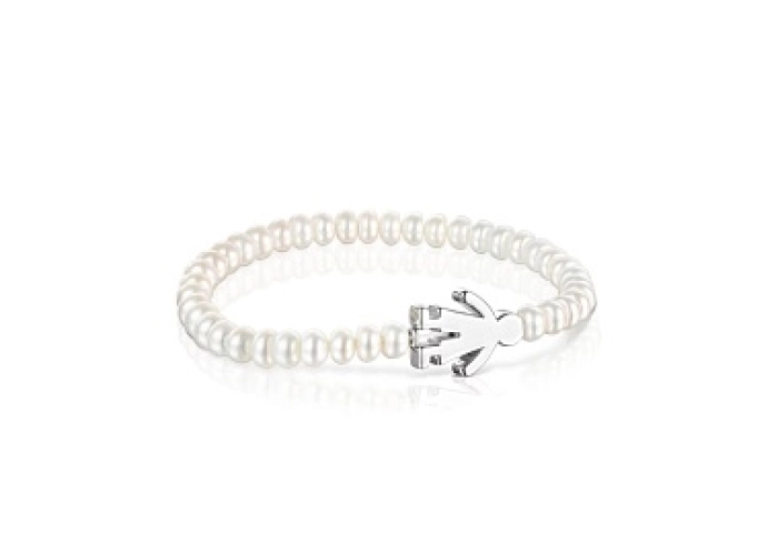 CULTURED PEARL BRACELET SILVER MOTIF