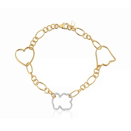 SILVER GOLD PLATED BRACELET 3 MOTIVE