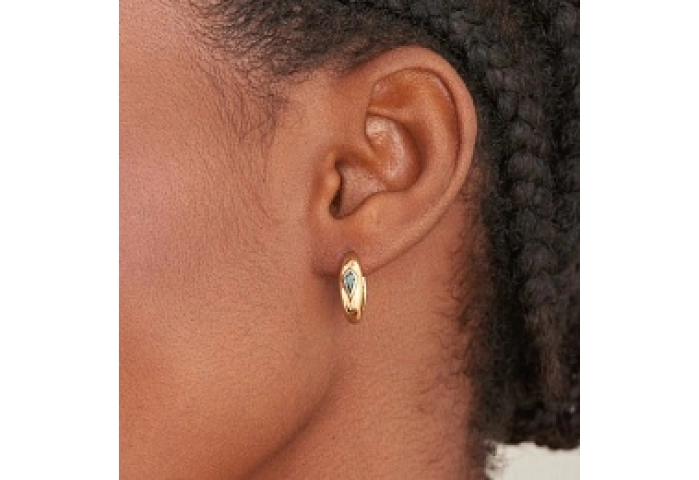 TEAL SPARKLE DOME HOOP EARRINGS
