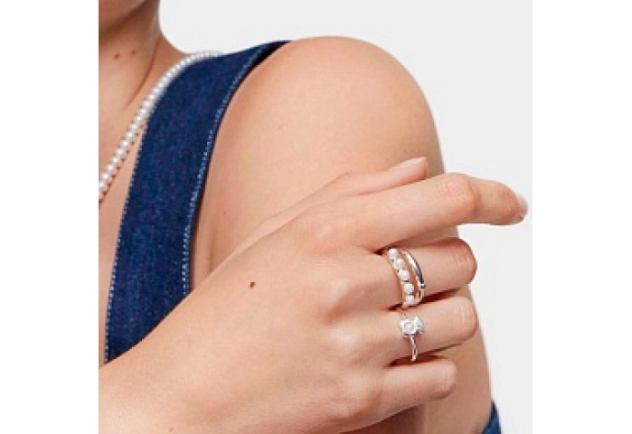 SILVER RING 8MM BEAR CULTURED PEARL N12
