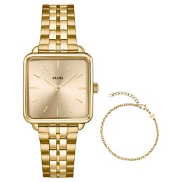 Gift Box La Tétragone Full Gold Steel Watch & Curb