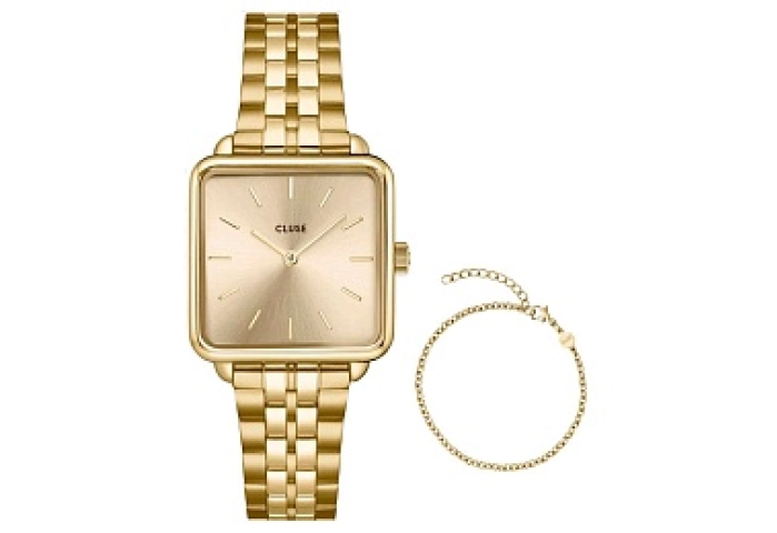 Gift Box La Tétragone Full Gold Steel Watch & Curb