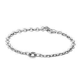 Pandora logo sterling silver bracelet with clear cubic zirconia