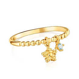 SILVER GOLD PLATED RING STAR TOPAZ N12