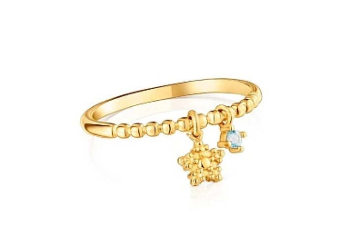 SILVER GOLD PLATED RING STAR TOPAZ N12