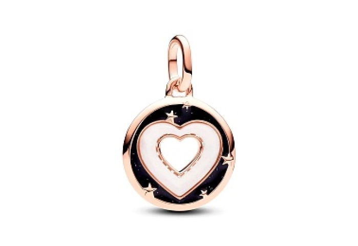 Heart 14k rose gold-plated medallion with white bi