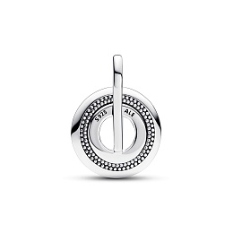 Zodiac wheel sterling silver medallion with clear cubic zirconia