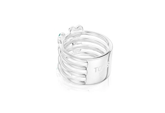 SILVER RING 5 GEMSTONES 4 BANDS N14