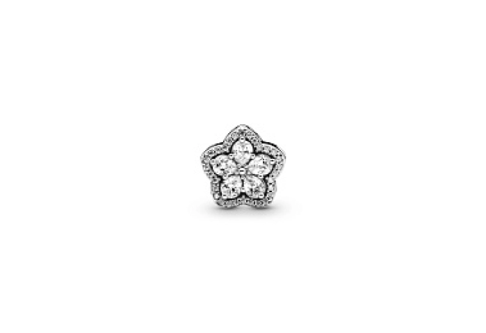 Snowflake sterling silver charm with clear cubic z