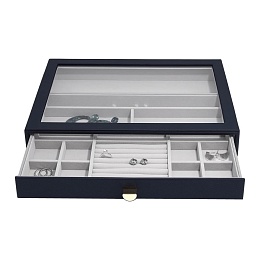 Navy Supersize Ring Bracelet Drawer With Glass Lid