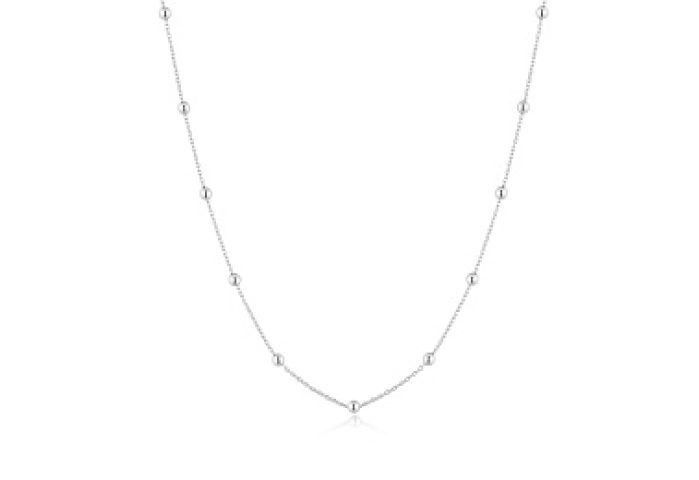 Silver Bobble Long Chain Necklace