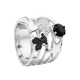 SILVER RING MOP SPINELS ONYX  N14