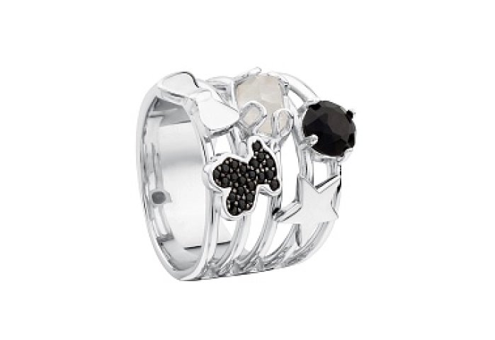 SILVER RING MOP SPINELS ONYX  N14