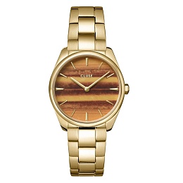 Féroce petite Watch Steel Tiger's eye, Gold Colour