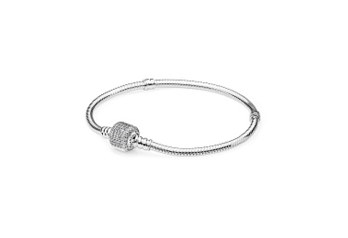 Silver bracelet with clear cubic zirconia