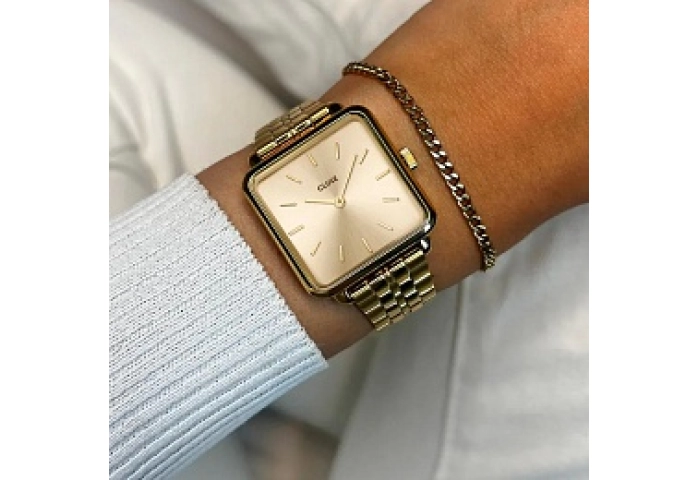 Gift Box La Tétragone Full Gold Steel Watch & Curb