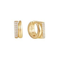 Gold Pavé Double Huggie Hoop Earrings